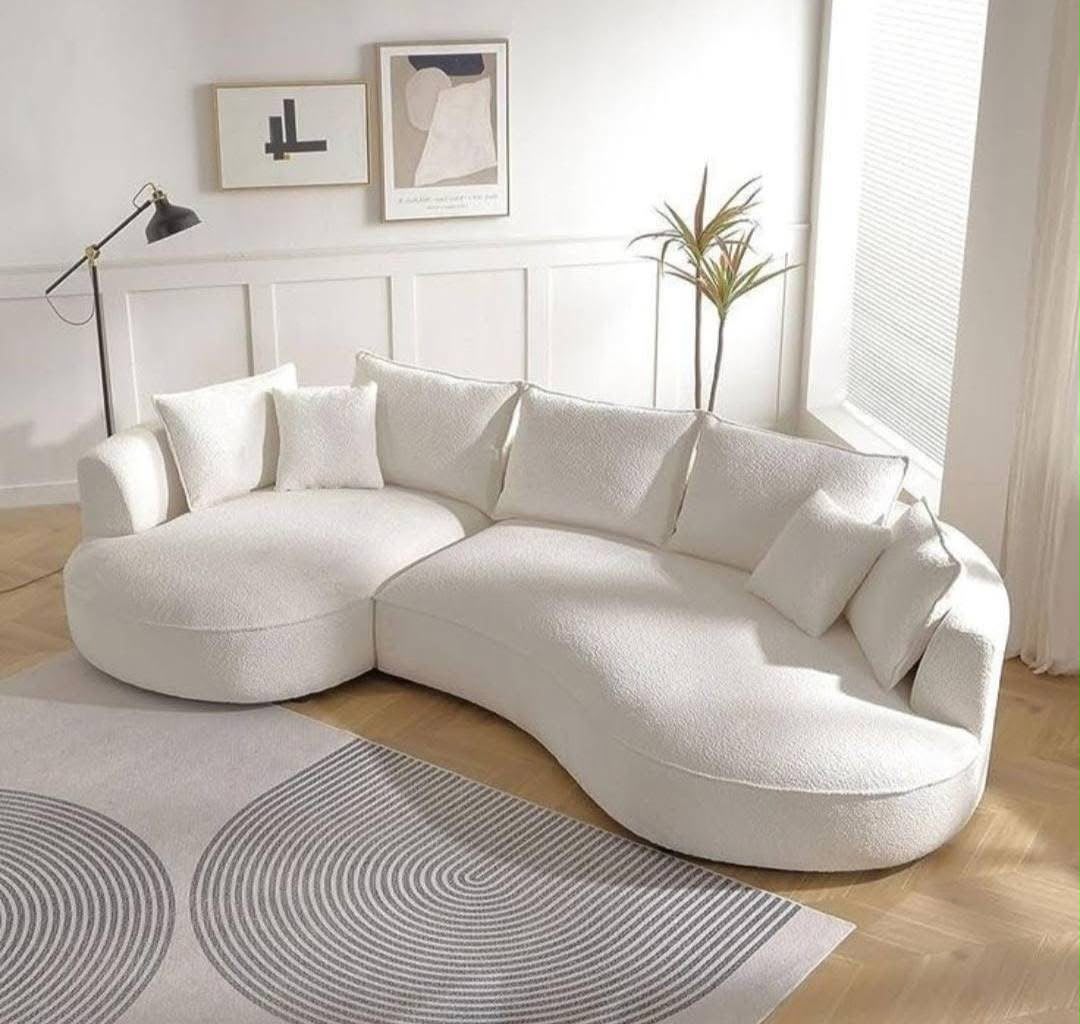 Off-white channel-Tufted curved lounge