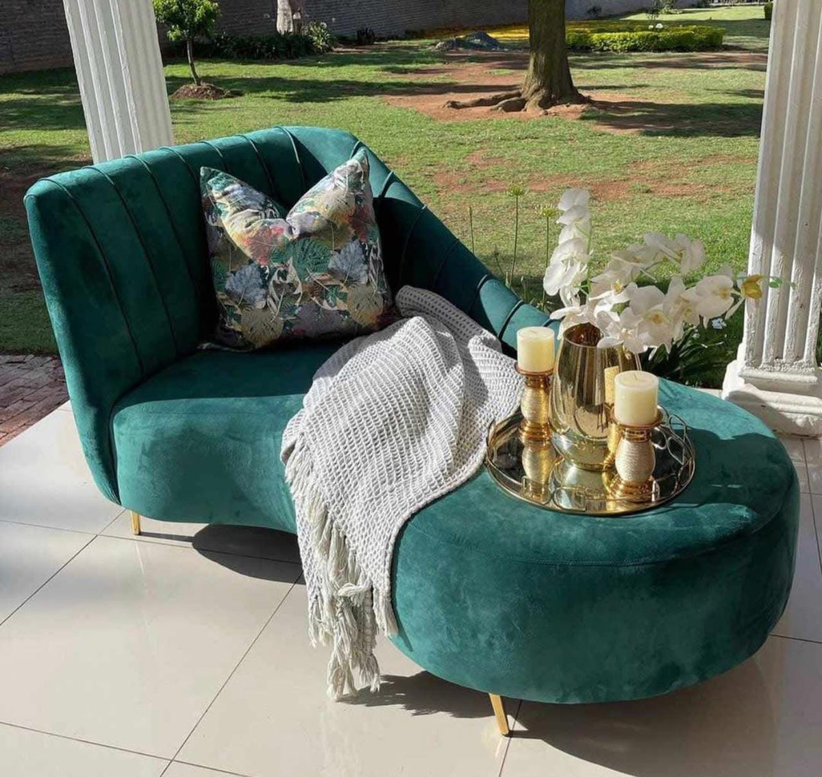 Emerald Velvet Chaise lounge