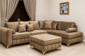 Camel Velvet with ottoman lounge