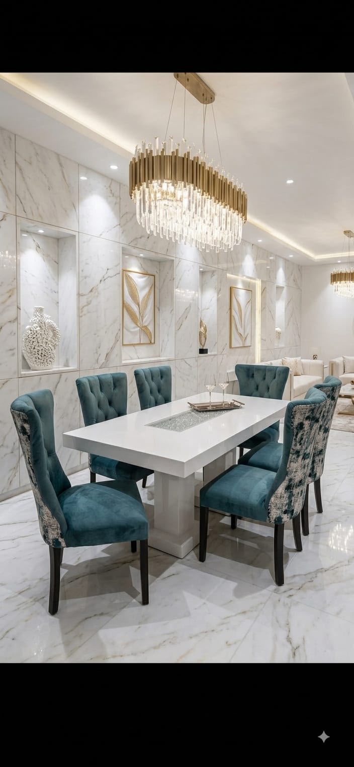 Marble & Teal Luxury Dining