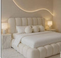 Ivory Cloud Channelled headboard & base